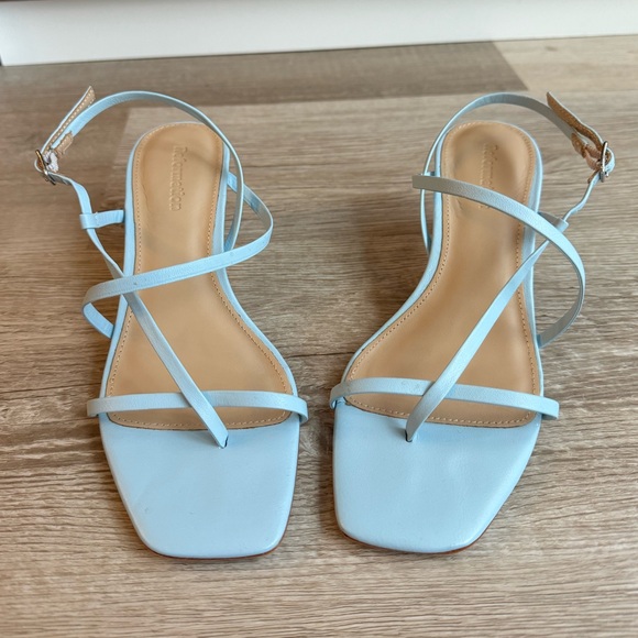 Reformation Shoes - Reformation Blue Strappy Kitten Heels